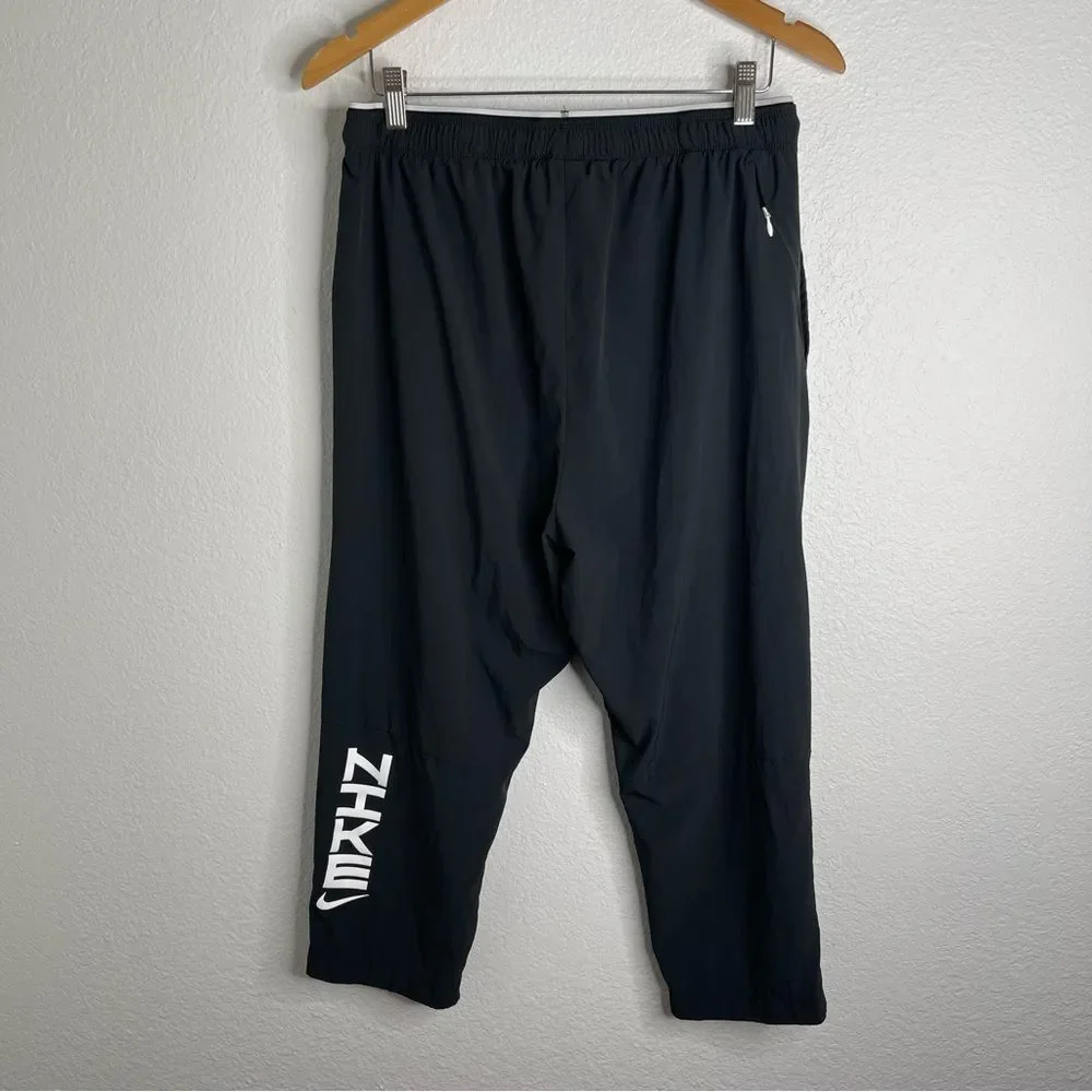 Nike Sport Clash Training Pants Cropped‎ Length Gym Black Gray Large